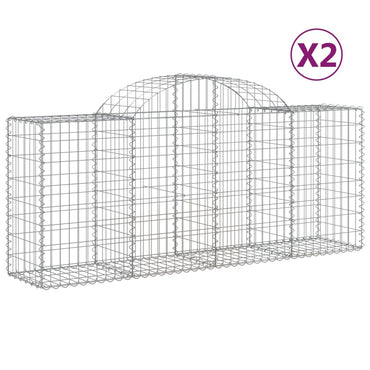 vidaXL Gabions avec arche 2 pcs 200x50x80/100 cm Fer galvanisé
