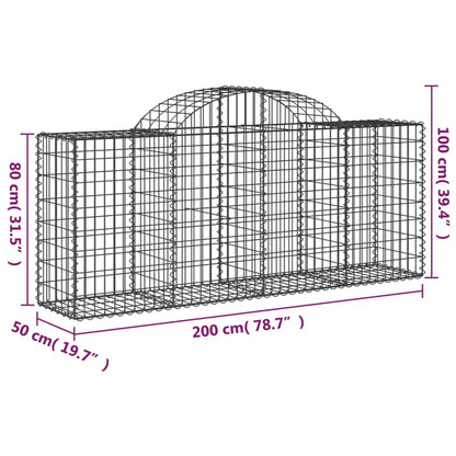 vidaXL Gabions à arc élevé 6 pces 200x50x80/100 cm Fer galvanisé