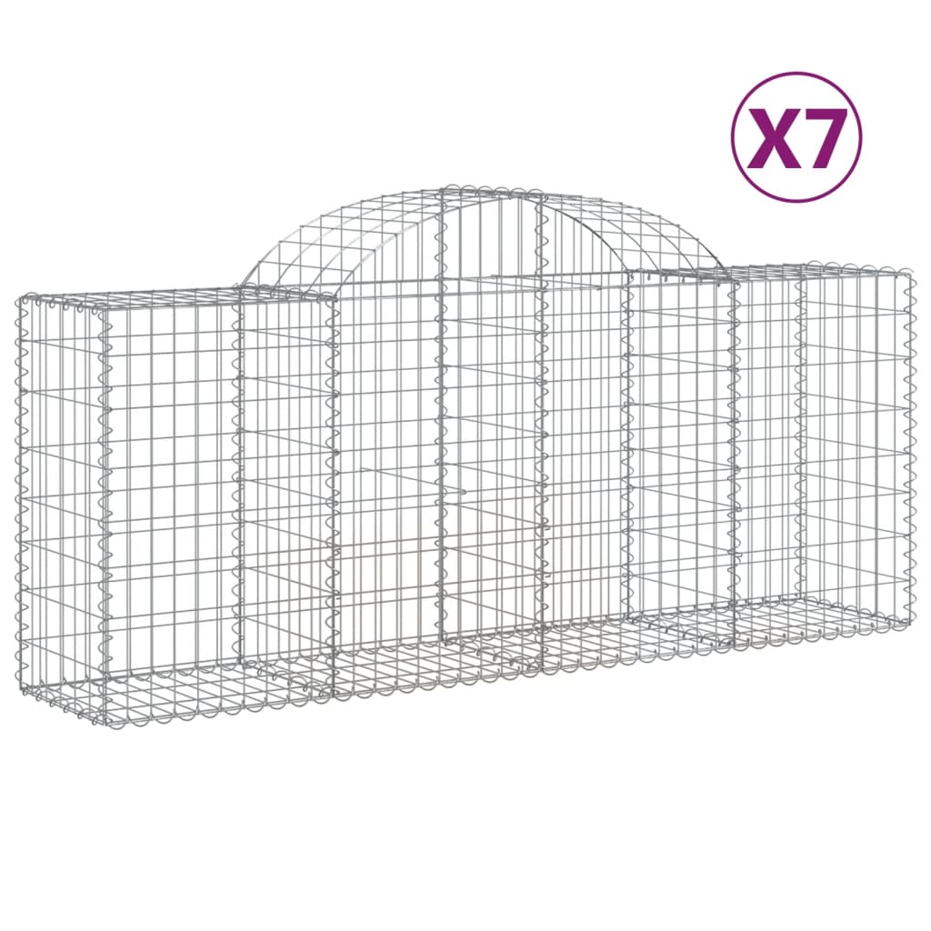 vidaXL Gabions à arc surélevé 7 pcs 200x50x80/100 cm Fer galvanisé