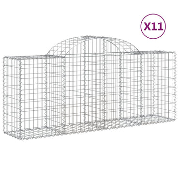 vidaXL Gabions avec arche 11 pcs 200x50x80/100 cm en fer galvanisé