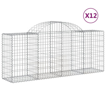 vidaXL Gabions à arche surélevée 12 pcs 200x50x80/100cm Fer galvanisé