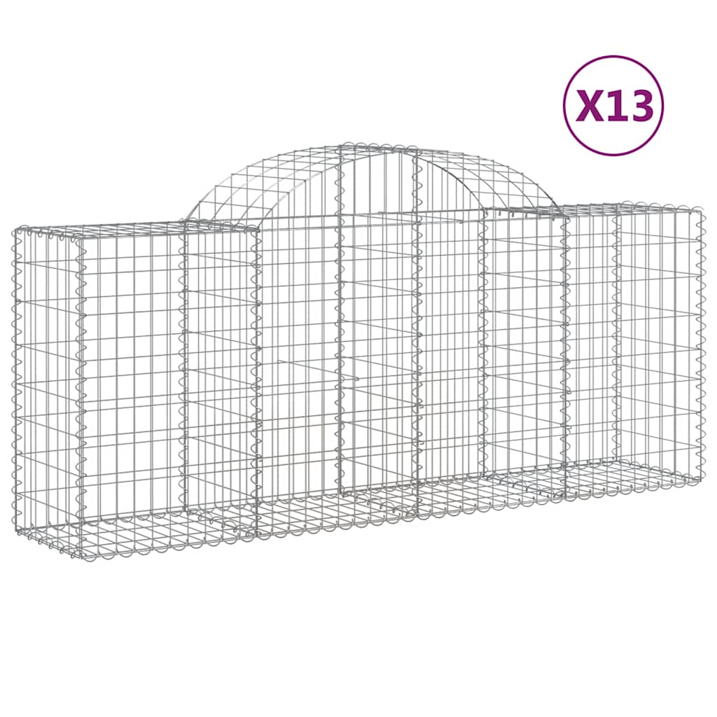vidaXL Gabions à arc surélevé 13 pces 200x50x80/100cm Fer galvanisé
