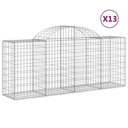 vidaXL Gabions à arc surélevé 13 pces 200x50x80/100cm Fer galvanisé