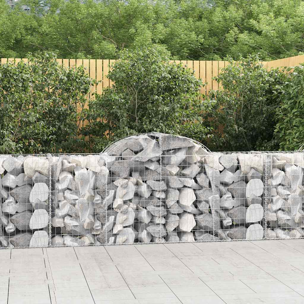 vidaXL Gabions à arc surélevé 13 pces 200x50x80/100cm Fer galvanisé