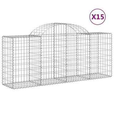 vidaXL Gabions avec arche haute 15 pces 200x50x80/100 cm Fer galvanisé