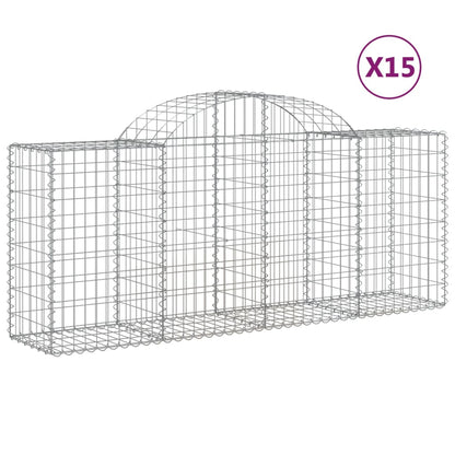 vidaXL Gabions avec arche haute 15 pces 200x50x80/100 cm Fer galvanisé