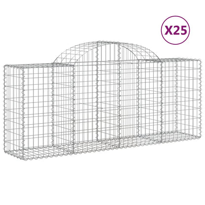 vidaXL Gabionen mit Hochbogen 25 Stk. 200x50x80/100cm Verzinktes Eisen