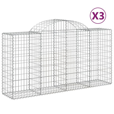 vidaXL Gabionen mit Hochbogen 3 Stk. 200x50x100/120cm Verzinktes Eisen