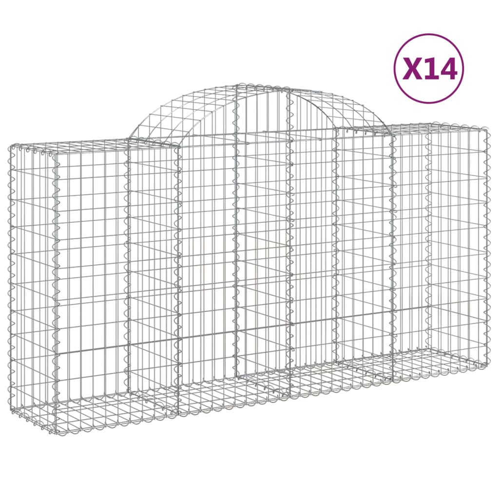 vidaXL Gabionen mit Hochbogen 14 Stk 200x50x100/120cm Verzinktes Eisen