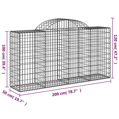vidaXL Gabionen mit Hochbogen 40 Stk 200x50x100/120cm Verzinktes Eisen