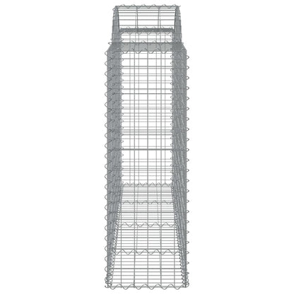 Gabionen mit Hochbogen 14Stk. 200x50x120/140cm Verzinktes Eisen