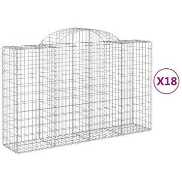 vidaXL Gabionen mit Hochbogen 18Stk. 200x50x120/140cm Verzinktes Eisen