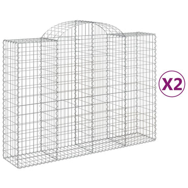 vidaXL Gabionen mit Hochbogen 2 Stk. 200x50x140/160cm Verzinktes Eisen
