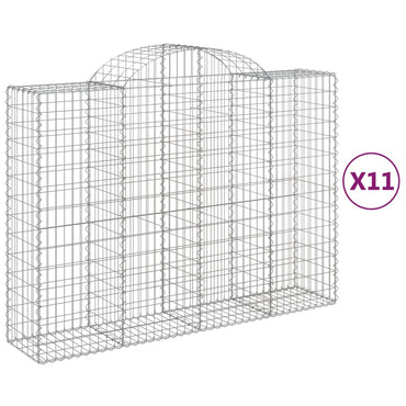vidaXL Gabionen mit Hochbogen 11Stk. 200x50x140/160cm Verzinktes Eisen