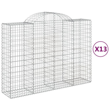 vidaXL Gabionen mit Hochbogen 13Stk. 200x50x140/160cm Verzinktes Eisen