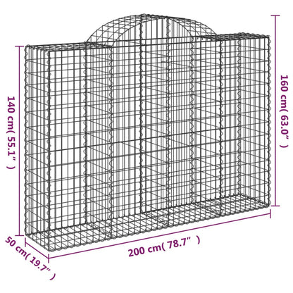 vidaXL Gabionen mit Hochbogen 30Stk. 200x50x140/160cm Verzinktes Eisen