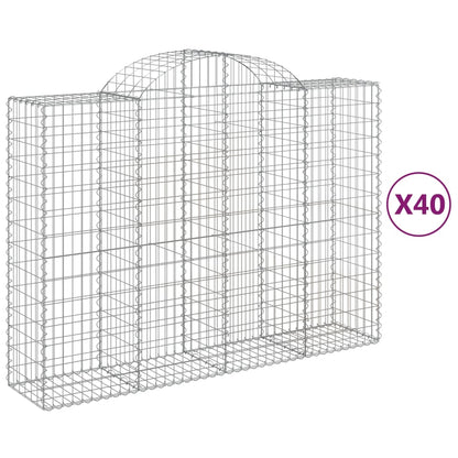 vidaXL Gabionen mit Hochbogen 40Stk. 200x50x140/160cm Verzinktes Eisen