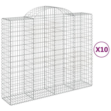 vidaXL Gabionen mit Hochbogen 10Stk. 200x50x160/180cm Verzinktes Eisen