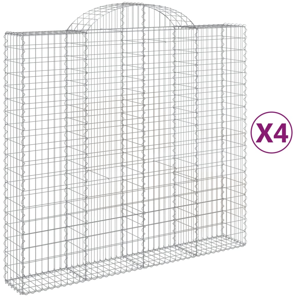 vidaXL Gabions avec arche 4 pcs 200x50x180/200 cm Fer galvanisé