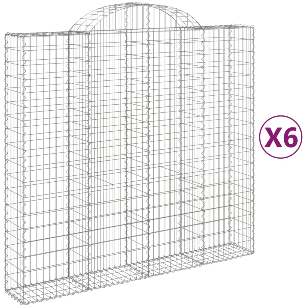 vidaXL Gabionen mit Hochbogen 6 Stk. 200x50x180/200cm Verzinktes Eisen