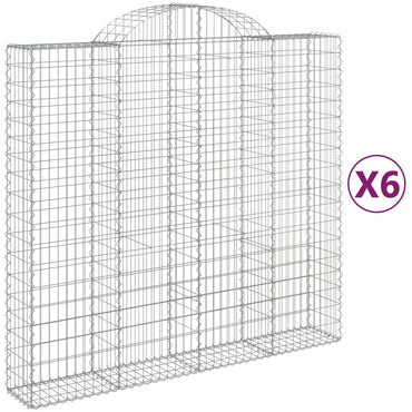 vidaXL Gabionen mit Hochbogen 6 Stk. 200x50x180/200cm Verzinktes Eisen
