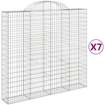vidaXL Gabionen mit Hochbogen 7 Stk. 200x50x180/200cm Verzinktes Eisen