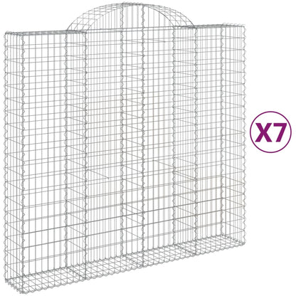 vidaXL Gabionen mit Hochbogen 7 Stk. 200x50x180/200cm Verzinktes Eisen