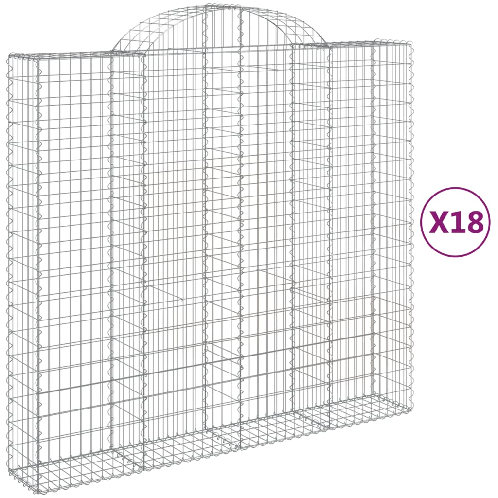 vidaXL Gabionen mit Hochbogen 18Stk. 200x50x180/200cm Verzinktes Eisen