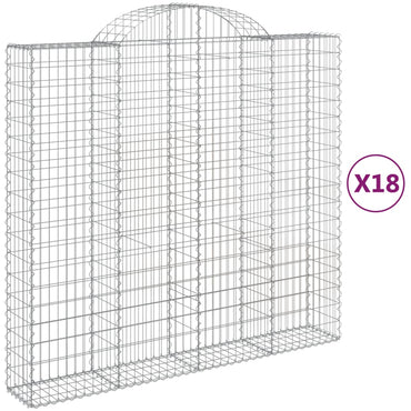 vidaXL Gabionen mit Hochbogen 18Stk. 200x50x180/200cm Verzinktes Eisen