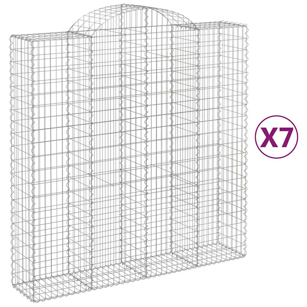 vidaXL Gabions avec arche haute 7 pcs. 200x50x200/220cm Fer galvanisé