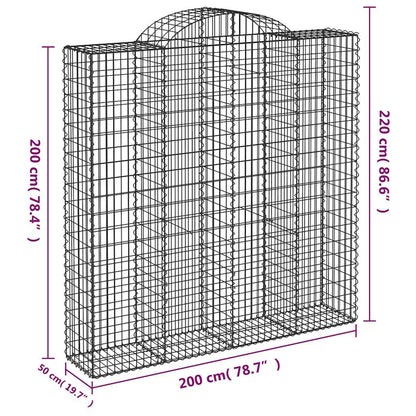 vidaXL Gabions avec arche haute 7 pcs. 200x50x200/220cm Fer galvanisé