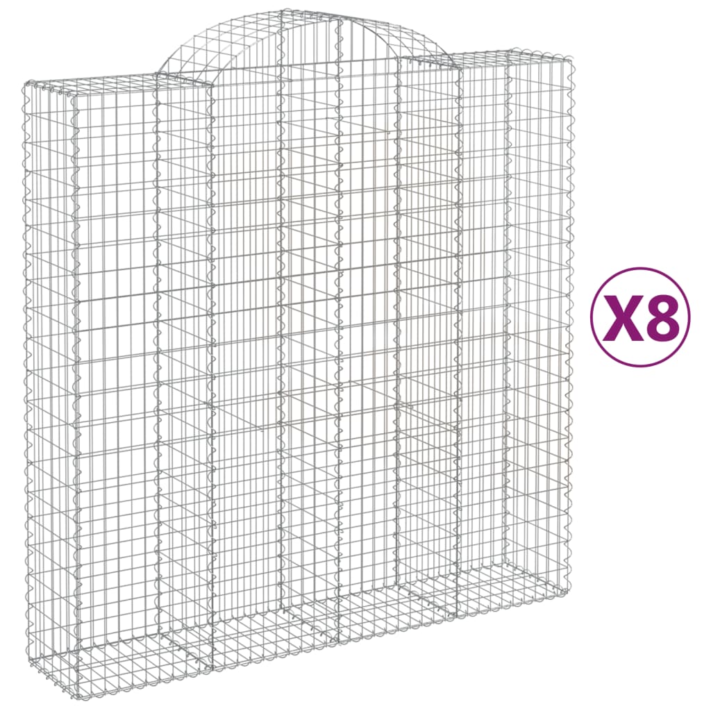 vidaXL Gabions avec arche haute 8 pcs 200x50x200/220cm Fer galvanisé