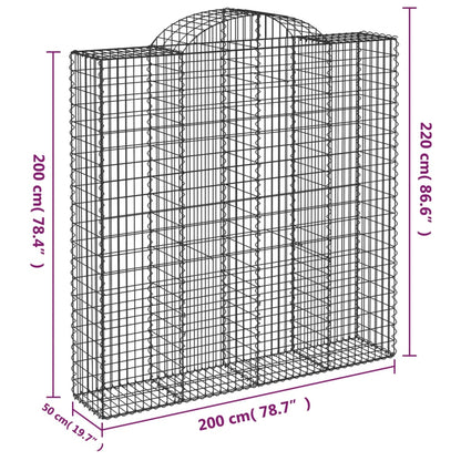 vidaXL Gabionen mit Hochbogen 10Stk. 200x50x200/220cm Verzinktes Eisen