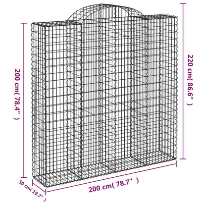 vidaXL Gabionen mit Hochbogen 11Stk. 200x50x200/220cm Verzinktes Eisen