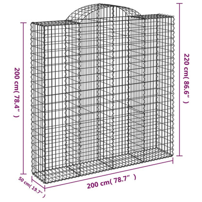 vidaXL Gabionen mit Hochbogen 12Stk. 200x50x200/220cm Verzinktes Eisen