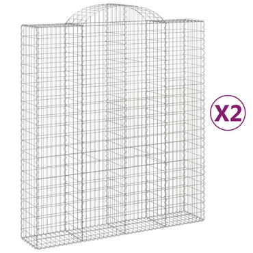 vidaXL Gabionen mit Hochbogen 2 Stk. 200x50x220/240cm Verzinktes Eisen