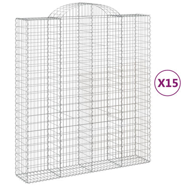 vidaXL Gabionen mit Hochbogen 15Stk. 200x50x220/240cm Verzinktes Eisen