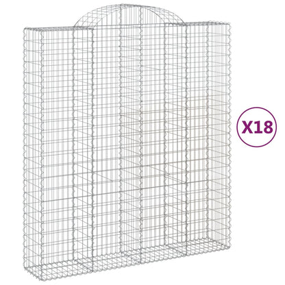 vidaXL Gabionen mit Hochbogen 18Stk. 200x50x220/240cm Verzinktes Eisen