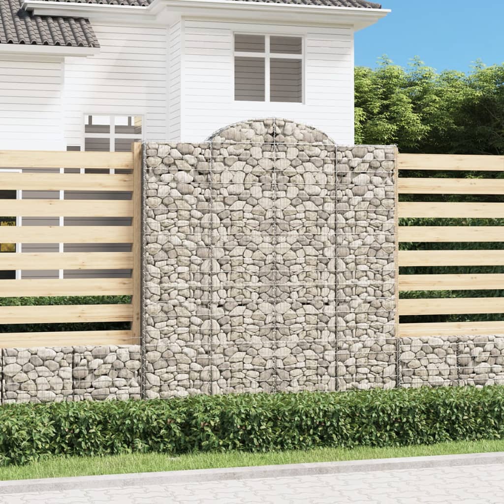 vidaXL Gabionen mit Hochbogen 18Stk. 200x50x220/240cm Verzinktes Eisen