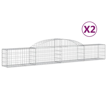 vidaXL Gabionen mit Hochbogen 2 Stk. 300x30x40/60 cm Verzinktes Eisen