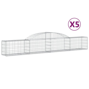 vidaXL Gabionen mit Hochbogen 5 Stk. 300x30x40/60 cm Verzinktes Eisen