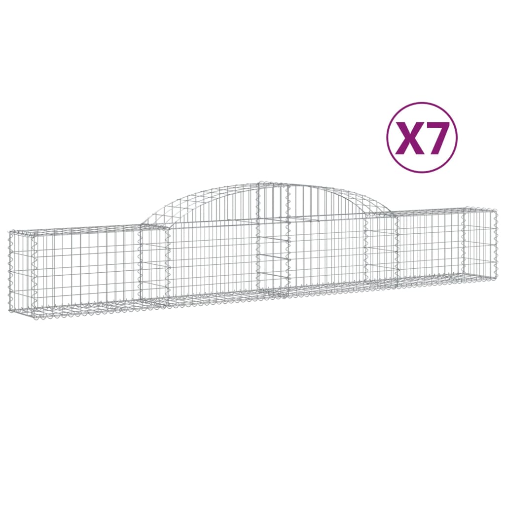 vidaXL Gabionen mit Hochbogen 7 Stk. 300x30x40/60 cm Verzinktes Eisen