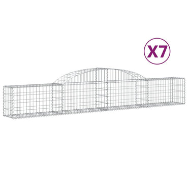 vidaXL Gabionen mit Hochbogen 7 Stk. 300x30x40/60 cm Verzinktes Eisen