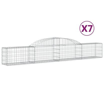 vidaXL Gabionen mit Hochbogen 7 Stk. 300x30x40/60 cm Verzinktes Eisen