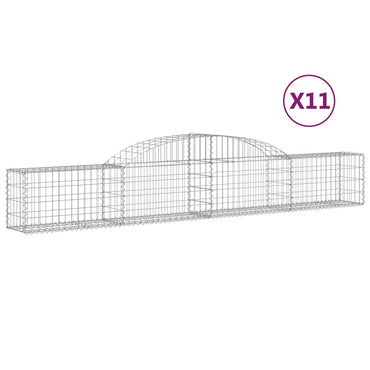 vidaXL Gabionen mit Hochbogen 11 Stk. 300x30x40/60 cm Verzinktes Eisen