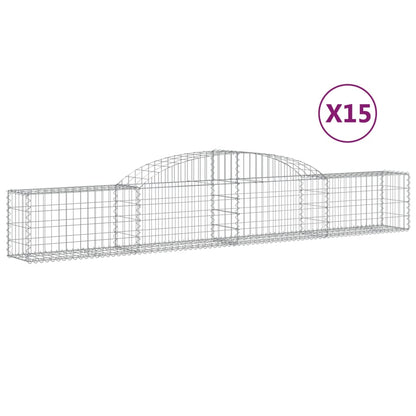 vidaXL Gabionen mit Hochbogen 15 Stk. 300x30x40/60 cm Verzinktes Eisen
