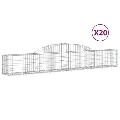 vidaXL Gabionen mit Hochbogen 20 Stk. 300x30x40/60 cm Verzinktes Eisen
