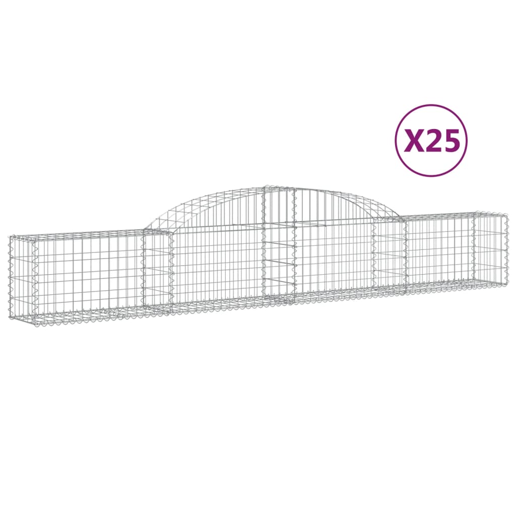 vidaXL Gabionen mit Hochbogen 25 Stk. 300x30x40/60 cm Verzinktes Eisen