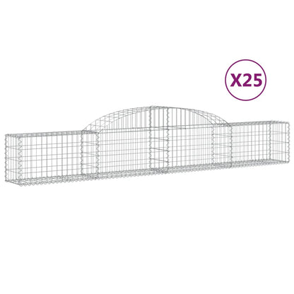 vidaXL Gabionen mit Hochbogen 25 Stk. 300x30x40/60 cm Verzinktes Eisen