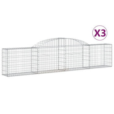 vidaXL Gabionen mit Hochbogen 3 Stk. 300x30x60/80 cm Verzinktes Eisen